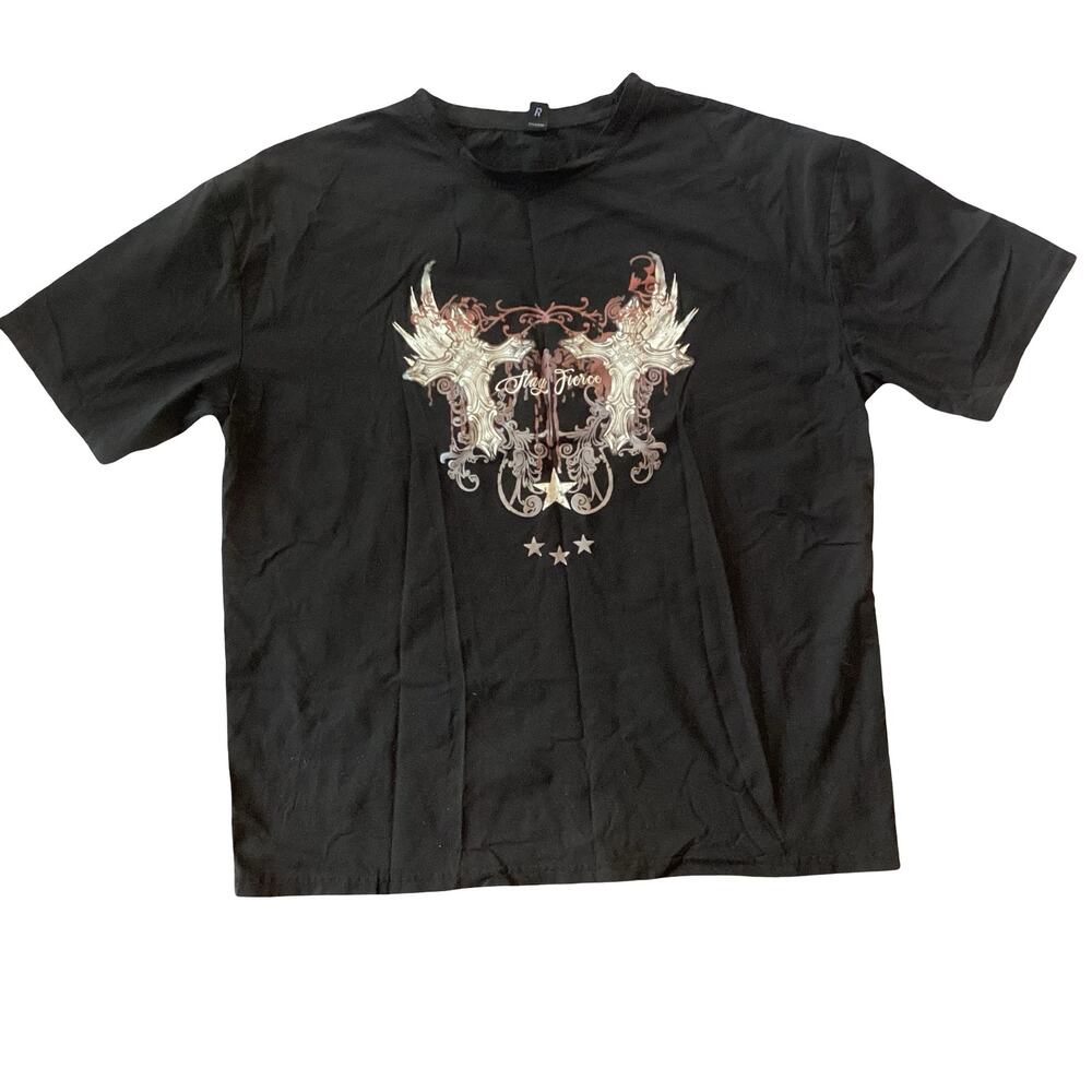 Romwe Black GraphicTee